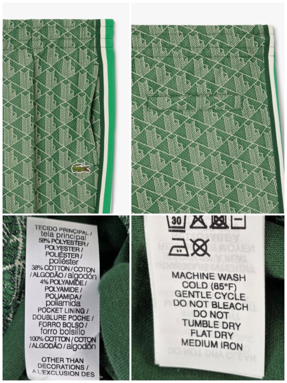 Lacoste Paris Monogram Sweatpants Men's 3XL Green Jacquard NWT - Picture 6 of 8